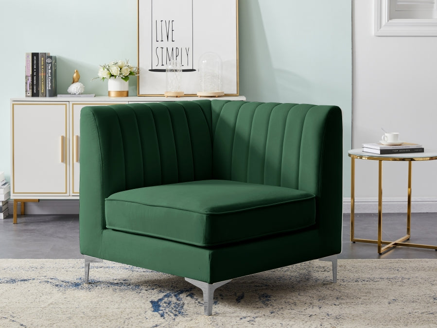 Alina Green Velvet Modular Corner Chair - 604Green-Corner - Vega Furniture