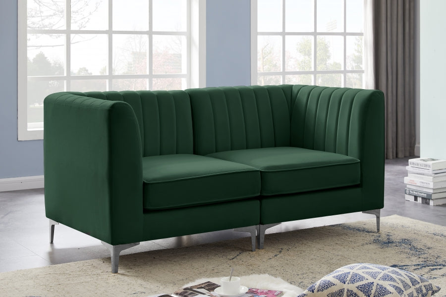 Alina Green Velvet Modular Loveseat - 604Green-S67 - Vega Furniture