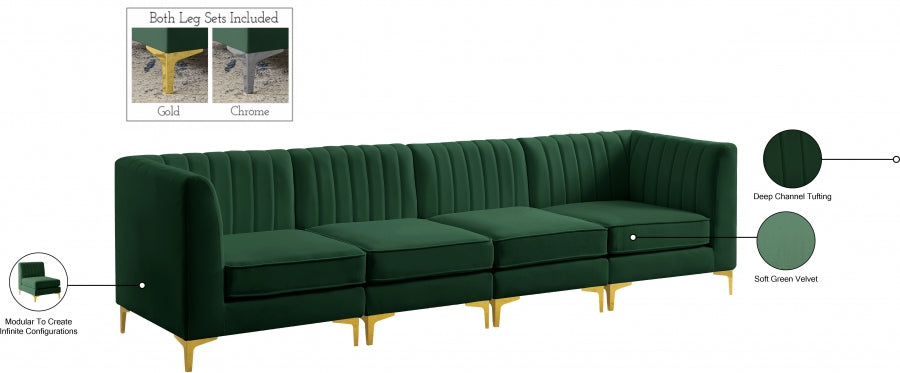 Alina Green Velvet Modular Sofa - 604Green-S119 - Vega Furniture
