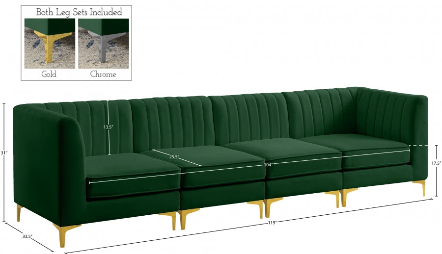 Alina Green Velvet Modular Sofa - 604Green-S119 - Vega Furniture