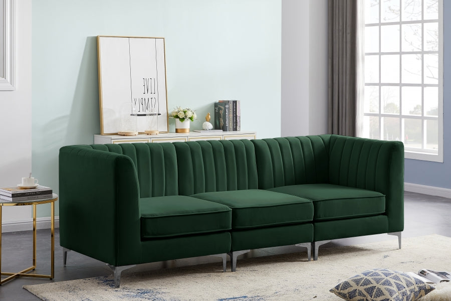 Alina Green Velvet Modular Sofa - 604Green-S93 - Vega Furniture