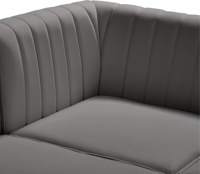 Alina Grey Velvet Modular Armless Chair - 604Grey-Armless - Vega Furniture