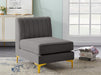 Alina Grey Velvet Modular Armless Chair - 604Grey-Armless - Vega Furniture