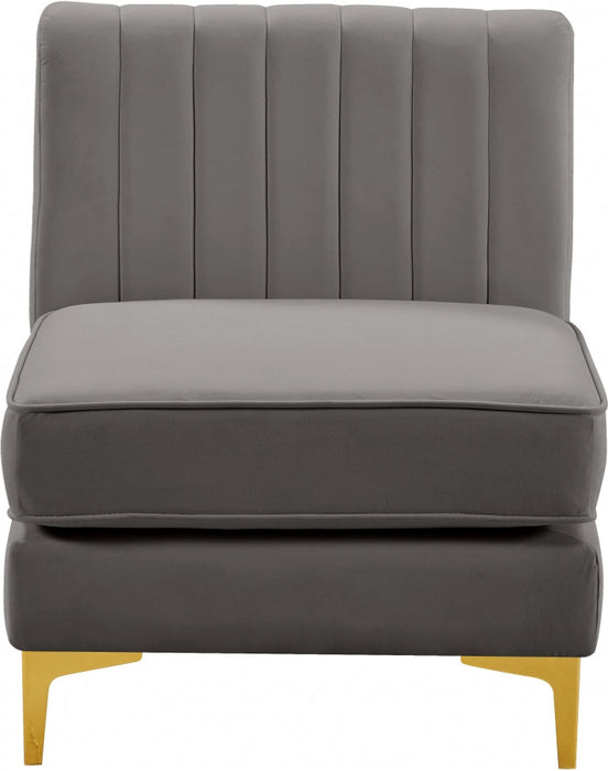 Alina Grey Velvet Modular Armless Chair - 604Grey-Armless - Vega Furniture