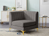 Alina Grey Velvet Modular Corner Chair - 604Grey-Corner - Vega Furniture