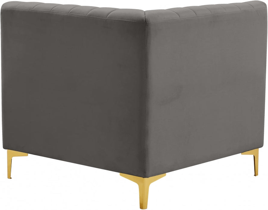 Alina Grey Velvet Modular Corner Chair - 604Grey-Corner - Vega Furniture