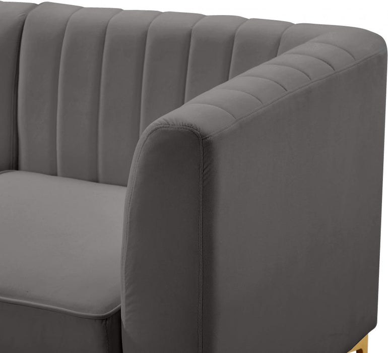 Alina Grey Velvet Modular Corner Chair - 604Grey-Corner - Vega Furniture