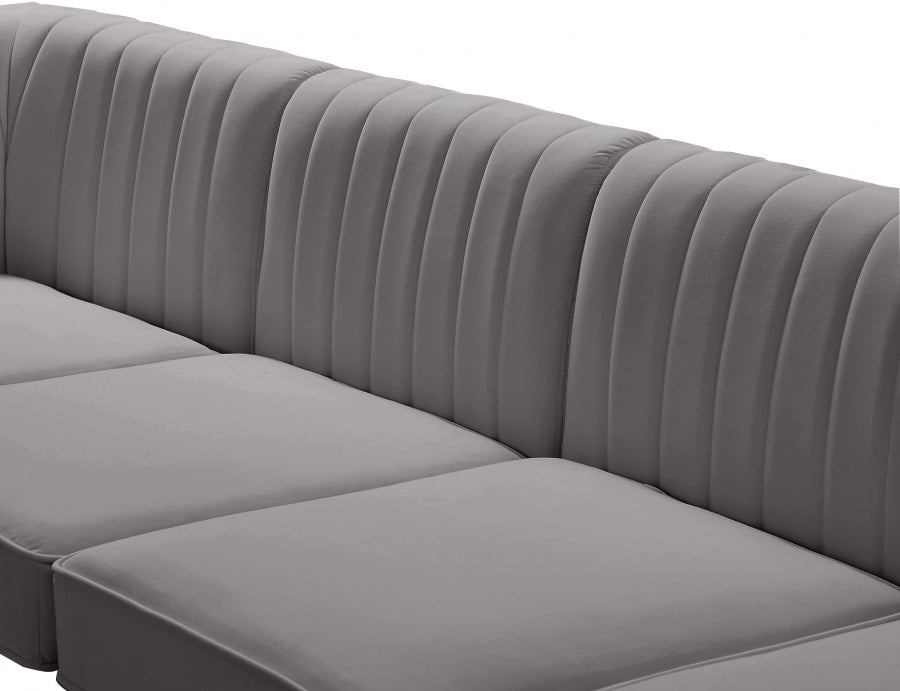 Alina Grey Velvet Modular Loveseat - 604Grey-S67 - Vega Furniture