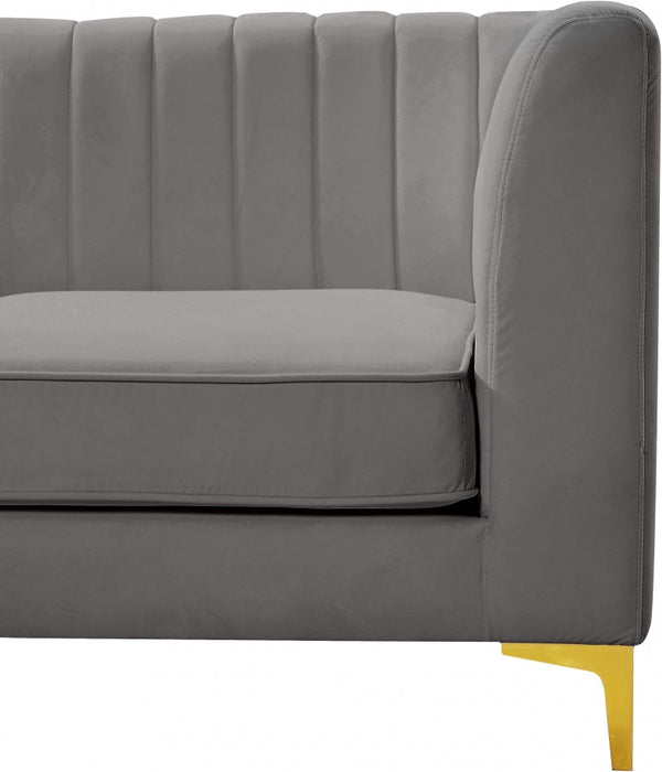 Alina Grey Velvet Modular Loveseat - 604Grey-S67 - Vega Furniture