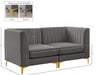 Alina Grey Velvet Modular Loveseat - 604Grey-S67 - Vega Furniture