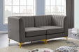 Alina Grey Velvet Modular Loveseat - 604Grey-S67 - Vega Furniture