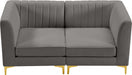 Alina Grey Velvet Modular Loveseat - 604Grey-S67 - Vega Furniture