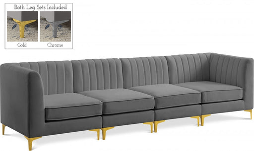 Alina Grey Velvet Modular Sofa - 604Grey-S119 - Vega Furniture