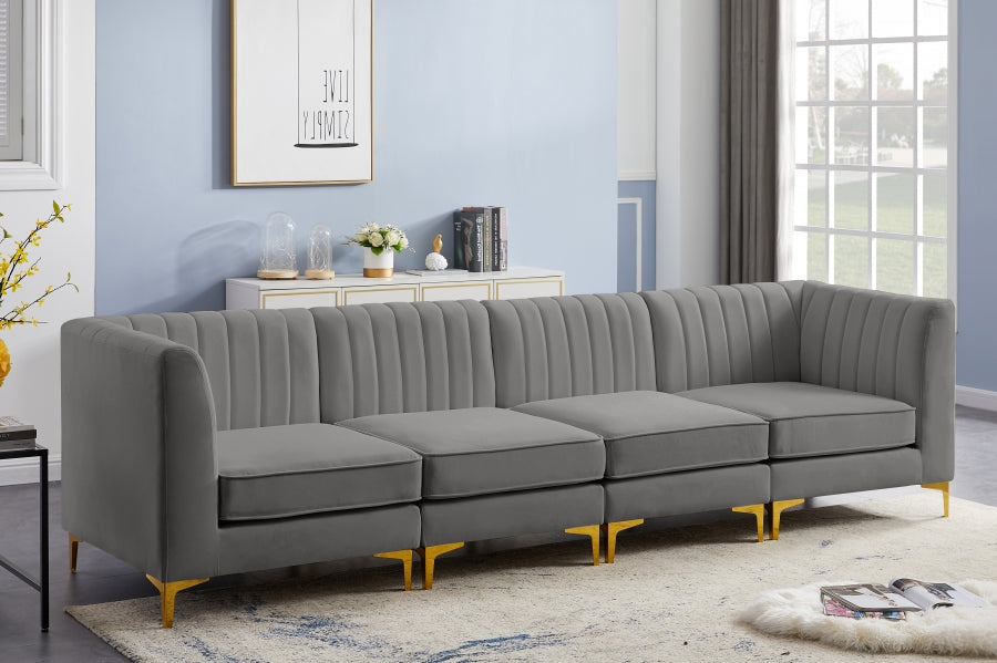 Alina Grey Velvet Modular Sofa - 604Grey-S119 - Vega Furniture