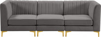 Alina Grey Velvet Modular Sofa - 604Grey-S93 - Vega Furniture