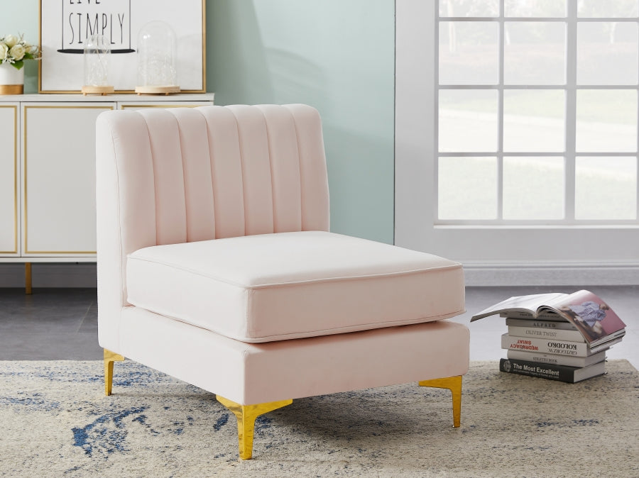 Alina Pink Velvet Modular Armless Chair - 604Pink-Armless - Vega Furniture