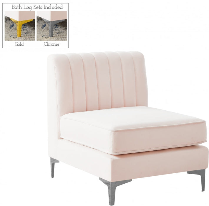 Alina Pink Velvet Modular Armless Chair - 604Pink-Armless - Vega Furniture