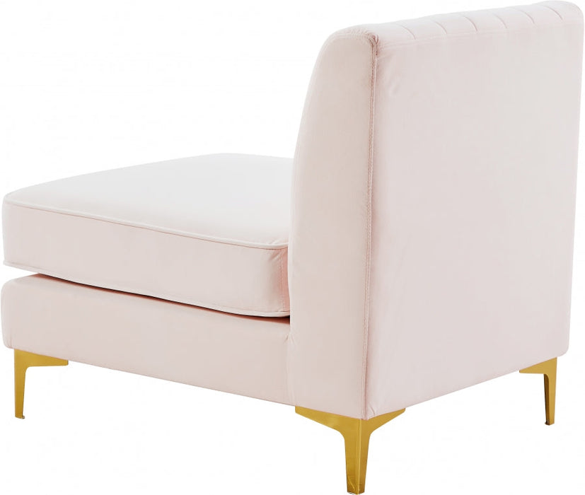 Alina Pink Velvet Modular Armless Chair - 604Pink-Armless - Vega Furniture