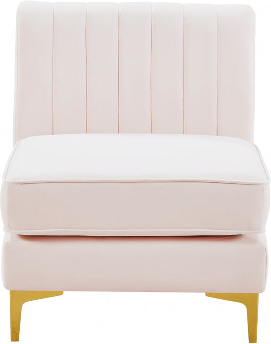 Alina Pink Velvet Modular Armless Chair - 604Pink-Armless - Vega Furniture