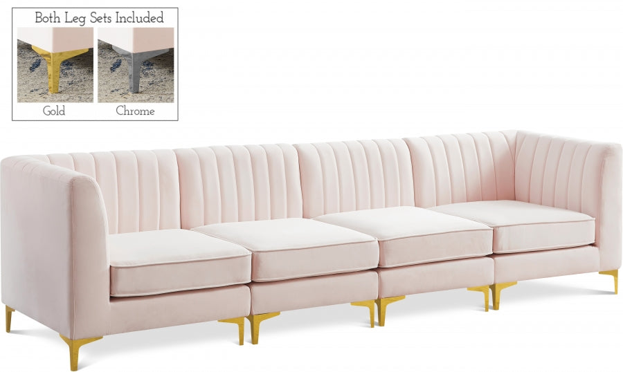 Alina Pink Velvet Modular Sofa - 604Pink-S119 - Vega Furniture