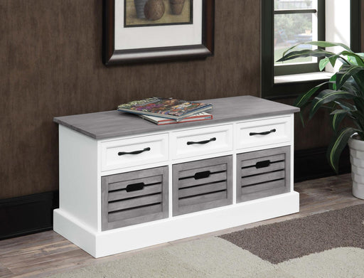 Alma 3-drawer Storage Bench White and Weathered Grey - 501196 - Vega Furniture