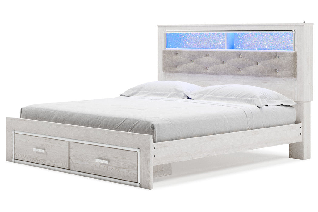 Altyra White King Upholstered Bookcase Bed with Storage - SET | B100-14 | B2640-56S | B2640-69 | B2640-95 - Vega Furniture