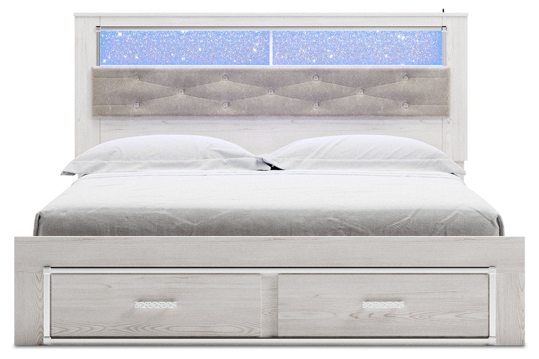 Altyra White King Upholstered Bookcase Bed with Storage - SET | B100-14 | B2640-56S | B2640-69 | B2640-95 - Vega Furniture