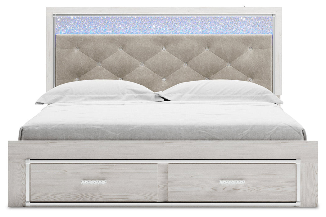 Altyra White King Upholstered Storage Bed - SET | B100-14 | B2640-56S | B2640-58 | B2640-95 - Vega Furniture