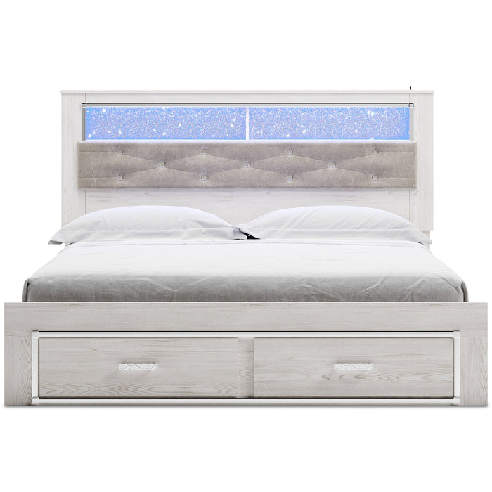 Altyra White LED Bookcase Upholstered Footboard Storage Platform Bedroom Set - SET | B2640-56S | B2640-69 | B2640-95 | B2640-31 | B2640-36 | B2640-92 | B2640-46 | B100-14 - Vega Furniture
