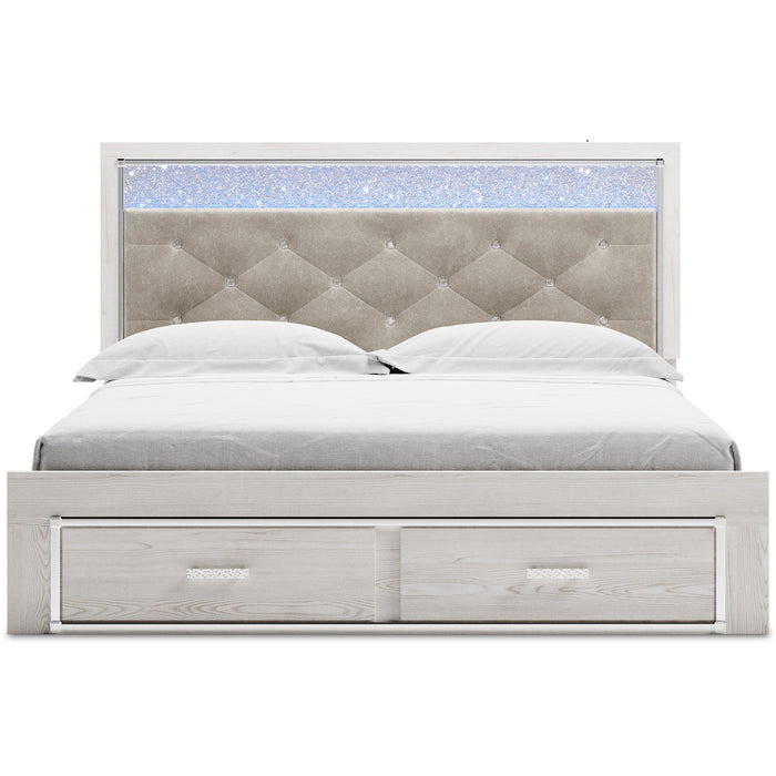 Altyra White LED Upholstered Footboard Storage Platform Bedroom Set - SET | B2640-56S | B2640-58 | B2640-95 | B2640-92 | B2640-46 | B100-14 - Vega Furniture