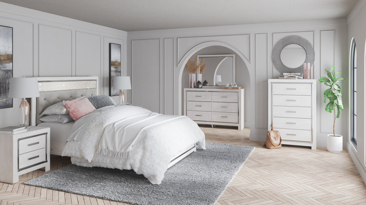 Altyra White LED Upholstered Panel Bedroom Set - SET | B2640-54 | B2640-57 | B2640-96 | B2640-31 | B2640-36 - Vega Furniture