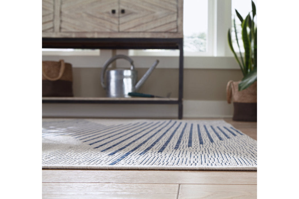 Alverno White/Blue Large Rug - R405001 - Vega Furniture