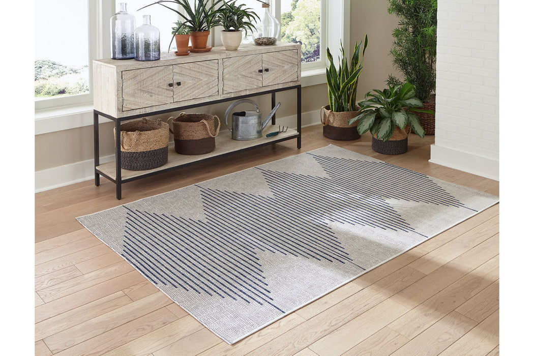 Alverno White/Blue Medium Rug - R405002 - Vega Furniture