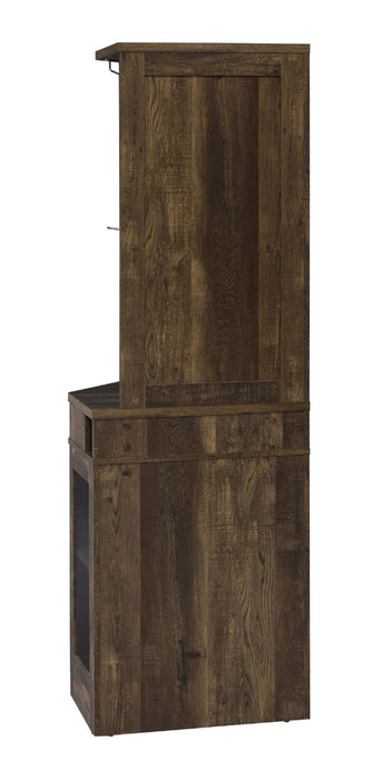 Alviso Rustic Oak Corner Bar Cabinet with Stemware Rack - 182303 - Vega Furniture