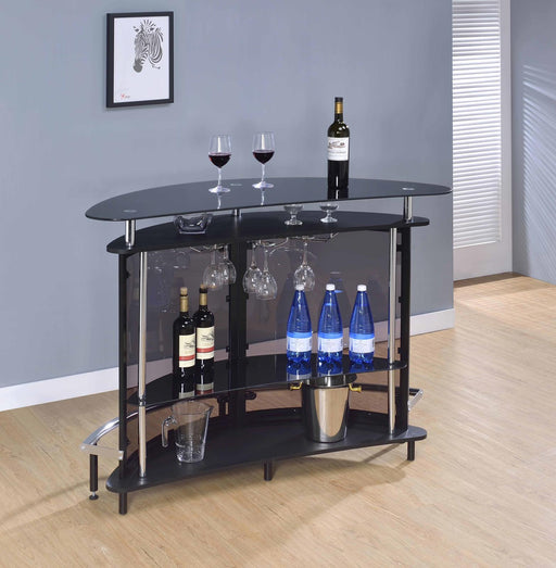 Amarillo Black/Chrome 2-Tier Bar Unit - 101065 - Vega Furniture