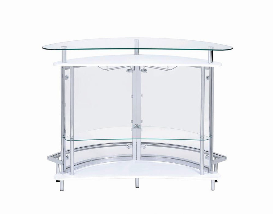 Amarillo White/Chrome 2-Tier Bar Unit - 101066 - Vega Furniture