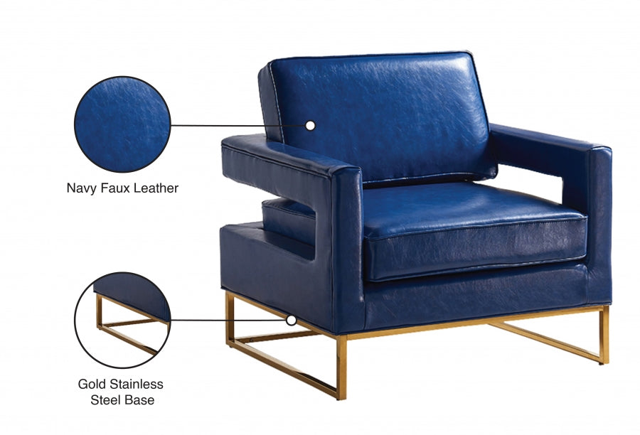 Amelia Blue Faux Leather Accent Chair - 512Navy - Vega Furniture