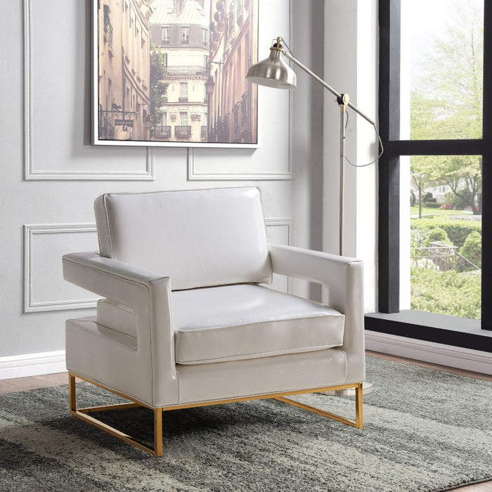 Amelia White Faux Leather Accent Chair - 512White - Vega Furniture