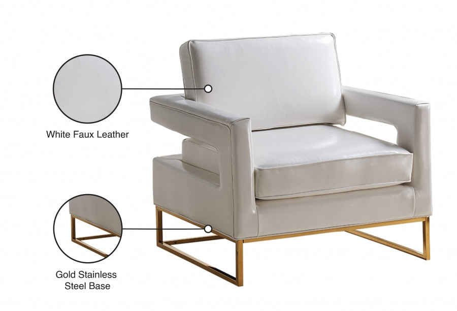 Amelia White Faux Leather Accent Chair - 512White - Vega Furniture