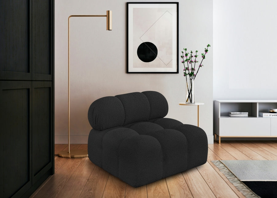 Ames Boucle Fabric Living Room Chair Black - 611Black-Armless - Vega Furniture