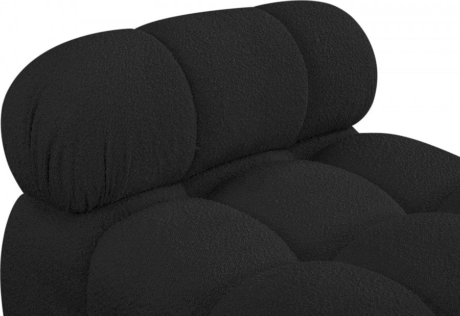 Ames Boucle Fabric Living Room Chair Black - 611Black-Armless - Vega Furniture