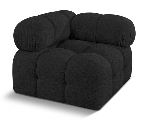 Ames Boucle Fabric Living Room Chair Black - 611Black-Corner - Vega Furniture