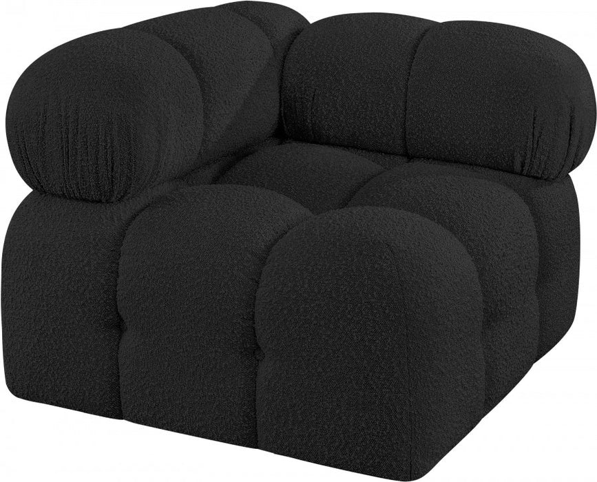 Ames Boucle Fabric Living Room Chair Black - 611Black-Corner - Vega Furniture