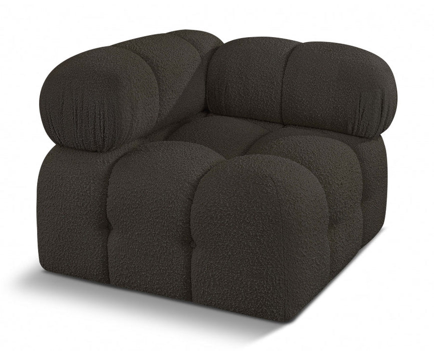 Ames Boucle Fabric Living Room Chair Brown - 611Brown-Corner - Vega Furniture