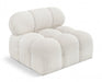 Ames Boucle Fabric Living Room Chair Cream - 611Cream-Armless - Vega Furniture