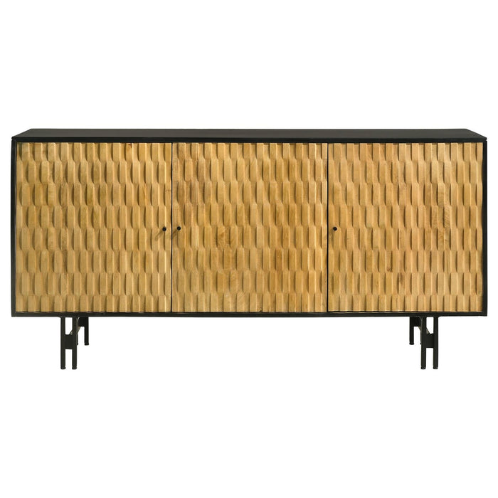 Aminah 3-door Wooden Accent Cabinet Natural and Black - 950383 - Vega Furniture