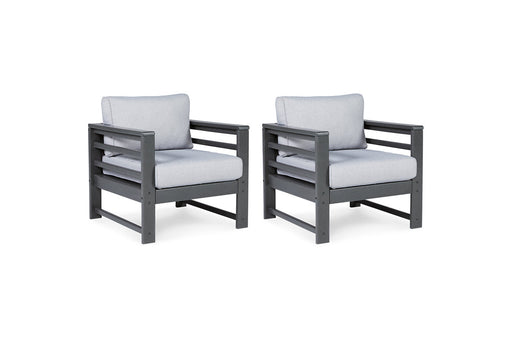 Amora Charcoal Gray Outdoor Lounge Chair with Cushion, Set of 2 - P417-820 - Vega Furniture