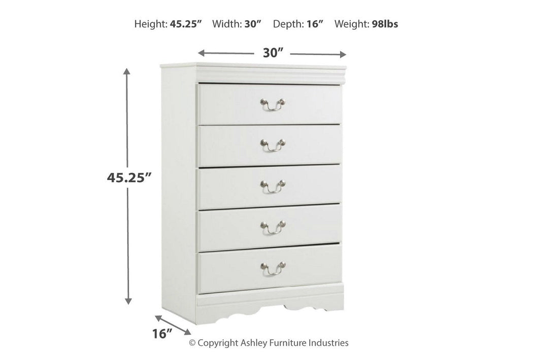 Anarasia White Chest of Drawers - B129-46 - Vega Furniture