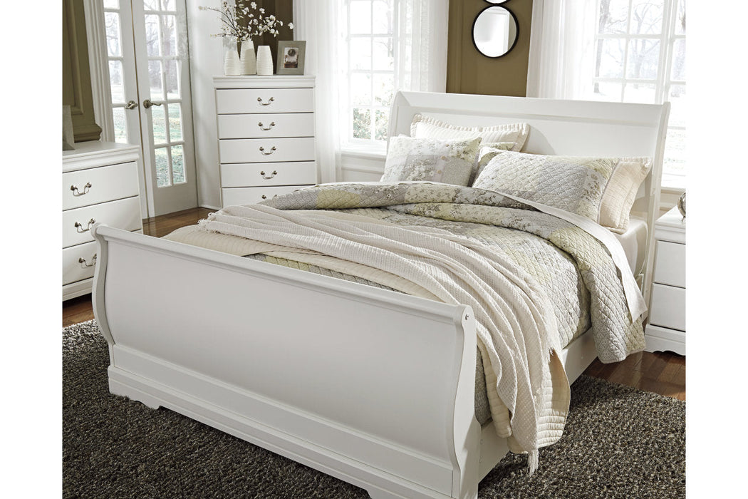 Anarasia White Queen Sleigh Bed - SET | B129-74 | B129-77 | B129-98 - Vega Furniture