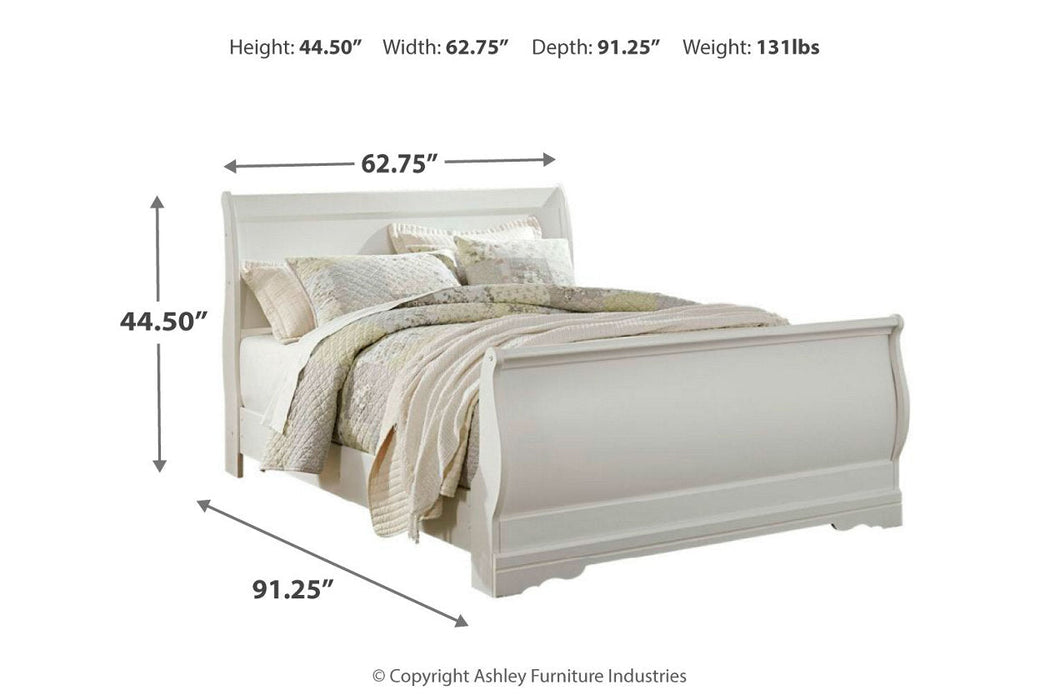 Anarasia White Queen Sleigh Bed - SET | B129-74 | B129-77 | B129-98 - Vega Furniture